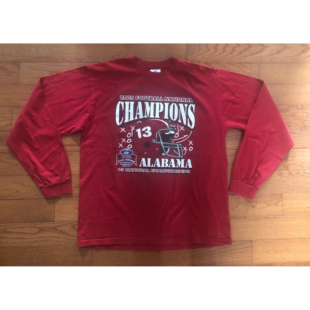 2009 Alabama Crimson Tide National Champions Size Large T-Shirt Long Sleeve